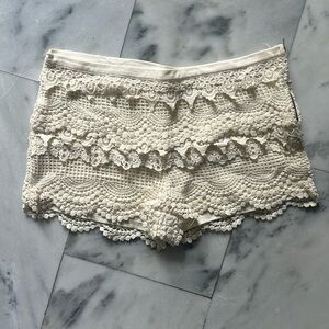 Urban Outfitters- Cream Lace Shorts